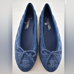 Chanel denim ballet flats 26P size 37